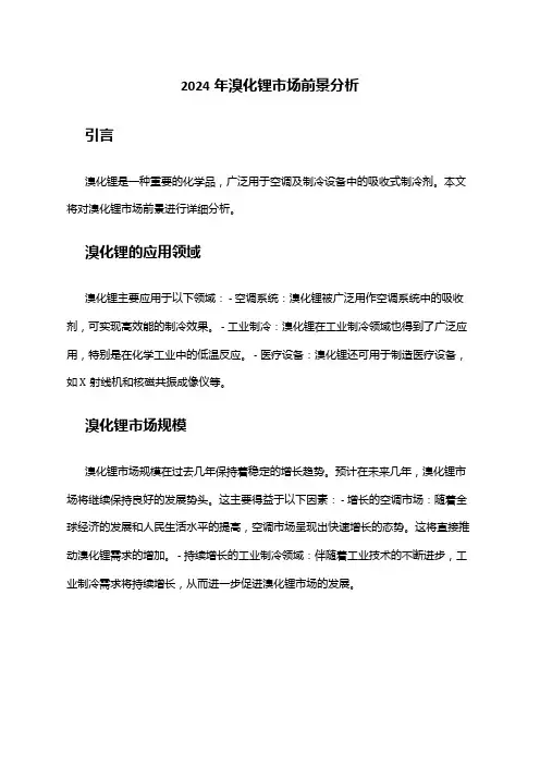 2024年溴化锂市场前景分析