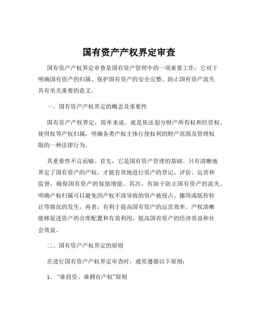 国有资产产权界定审查