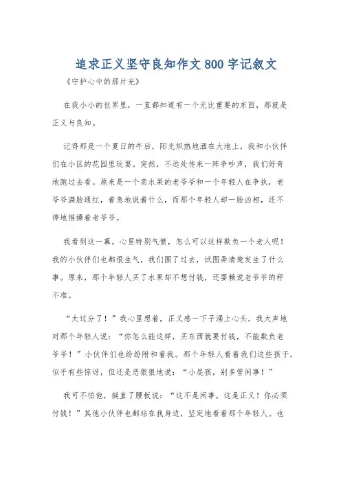追求正义坚守良知作文800字记叙文