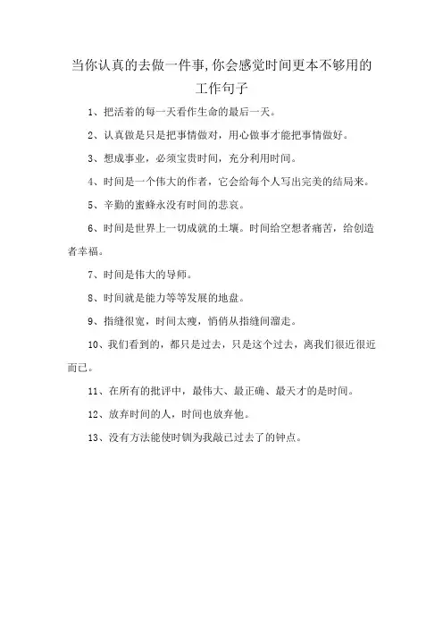 当你认真的去做一件事,你会感觉时间更本不够用的工作句子