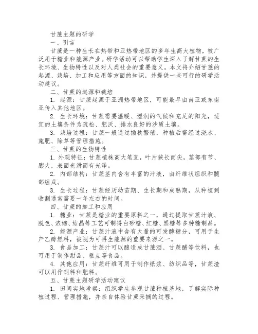 甘蔗主题的研学