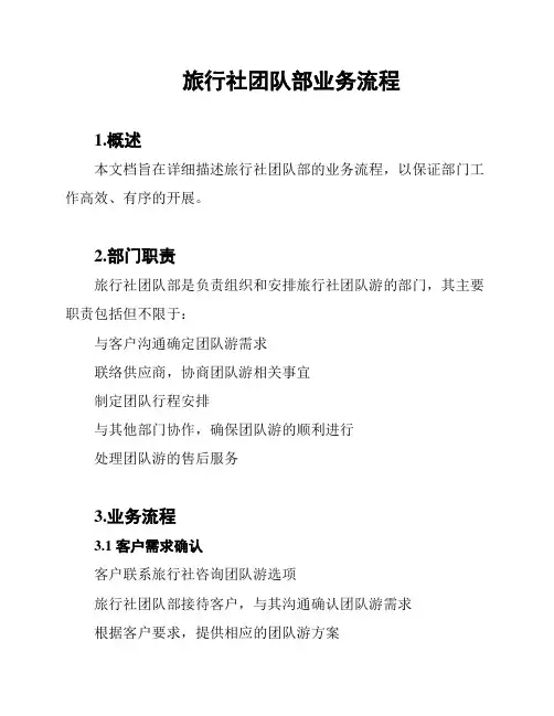 旅行社团队部业务流程