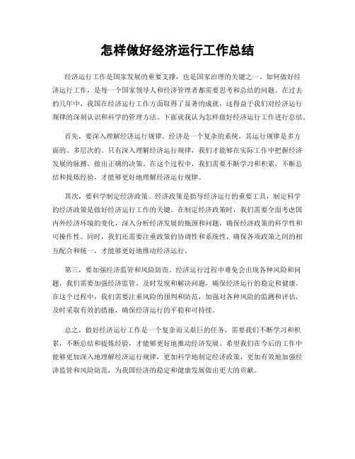 怎样做好经济运行工作总结