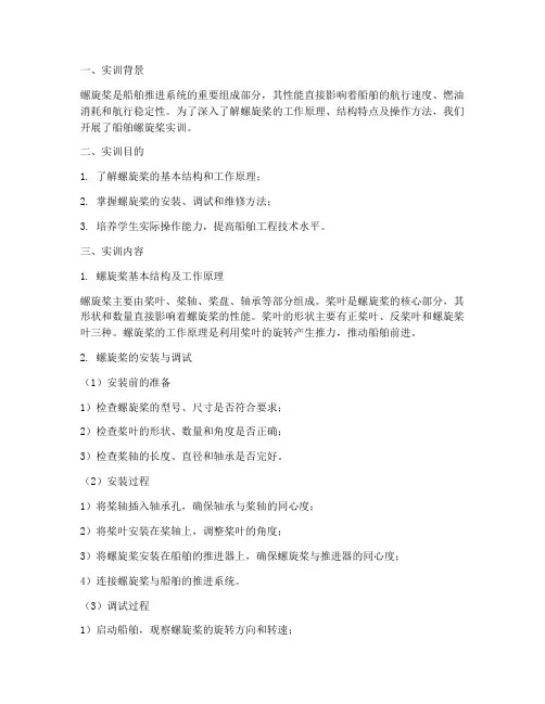 船舶螺旋桨实训报告范文