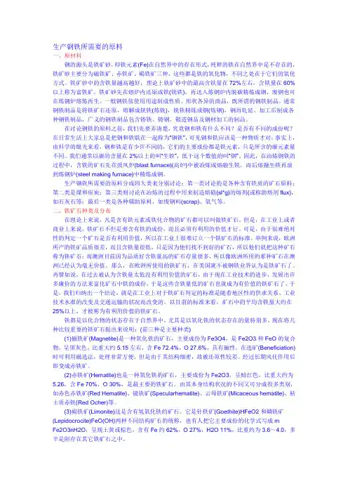 生产钢铁所需要的原料