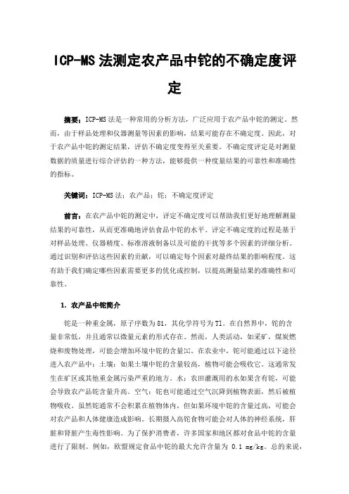 ICP-MS法测定农产品中铊的不确定度评定