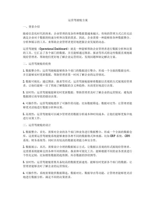 运营驾驶舱方案