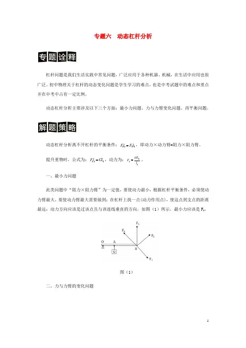 中考物理 分类解读与强化训练 专题六 动态杠杆分析(含解析) 新人教版