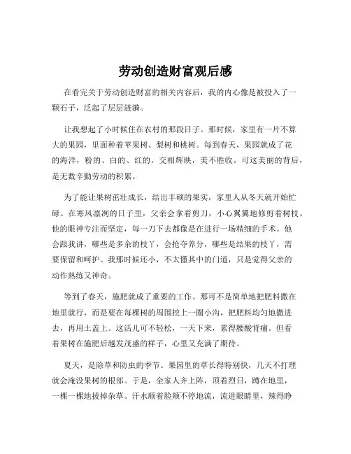 劳动创造财富观后感