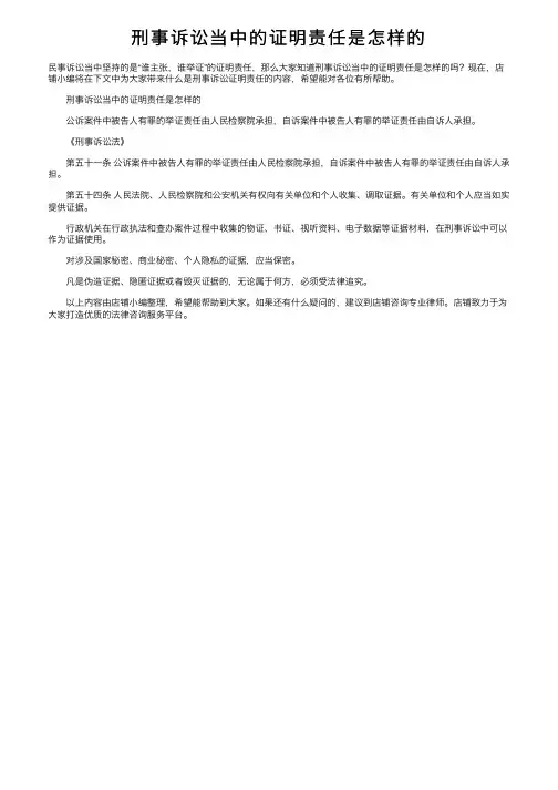 刑事诉讼当中的证明责任是怎样的