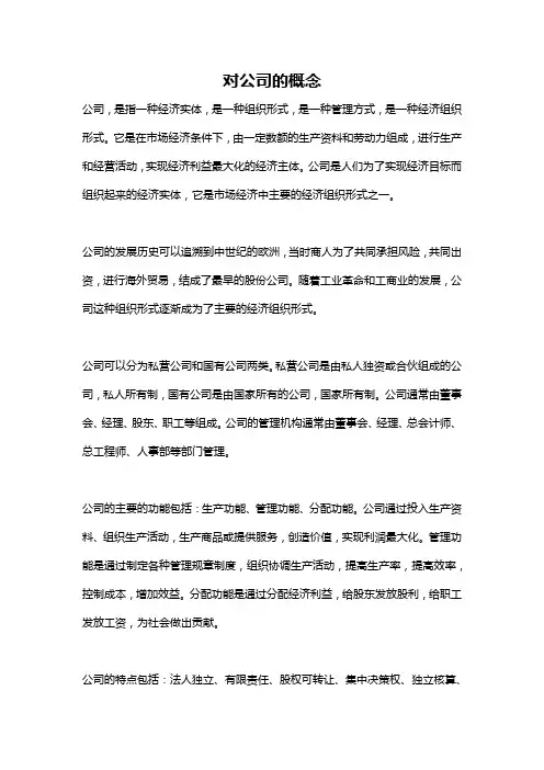 对公司的概念