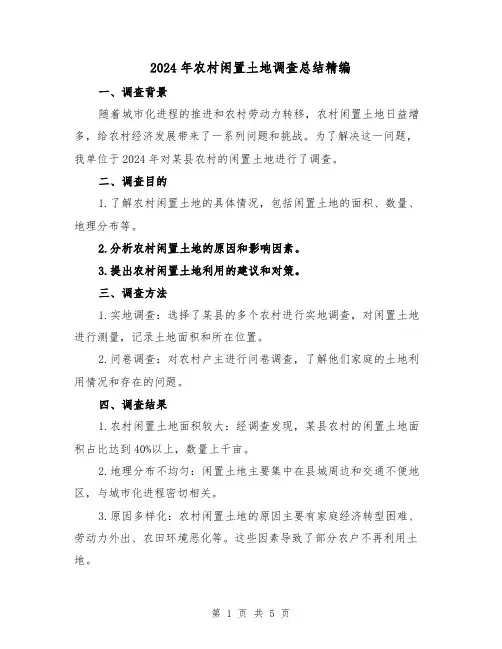 2024年农村闲置土地调查总结精编（2篇）