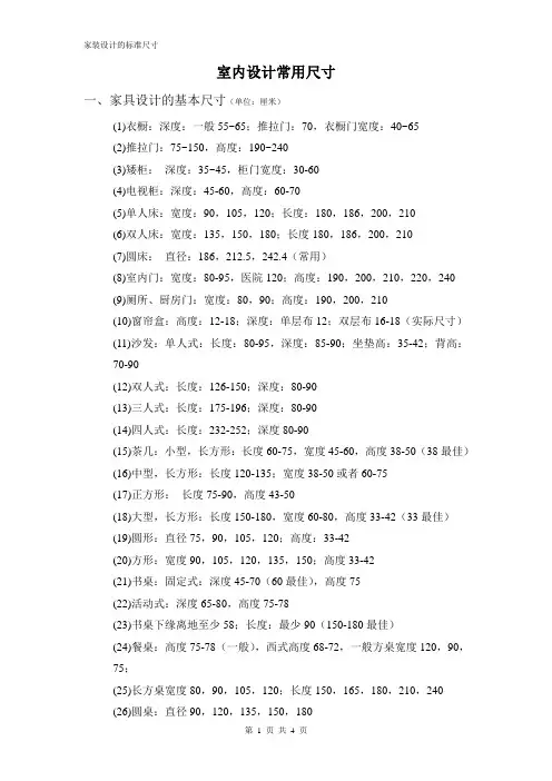 室内设计尺寸国标