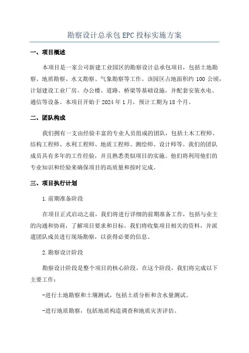 勘察设计总承包EPC投标实施方案