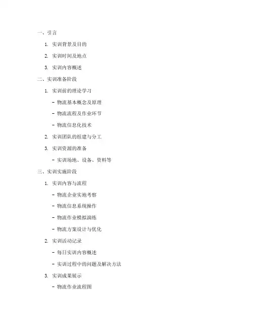 物流实训报告大纲