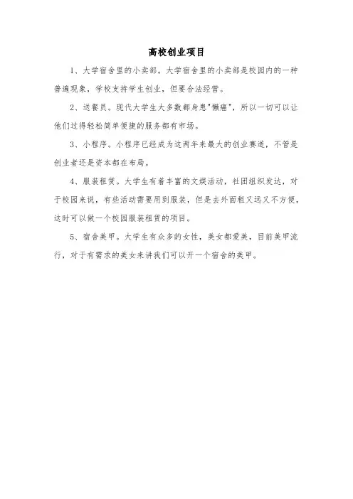 高校创业项目