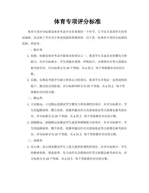 体育专项评分标准