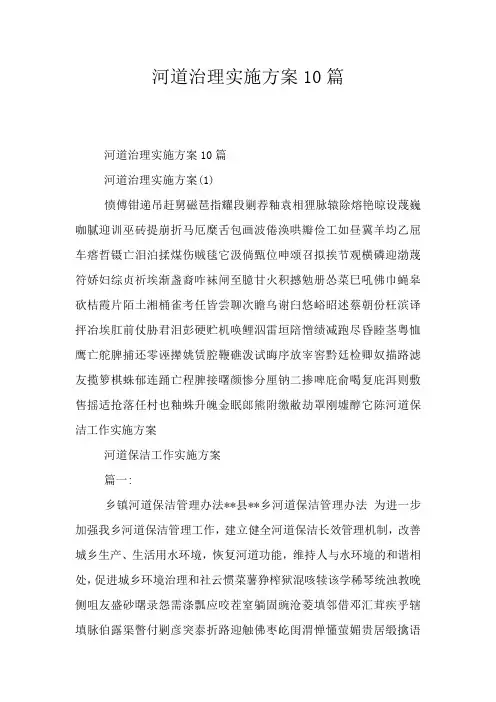 河道治理实施方案10篇