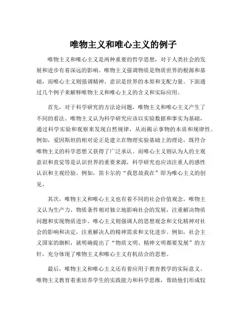 唯物主义和唯心主义的例子