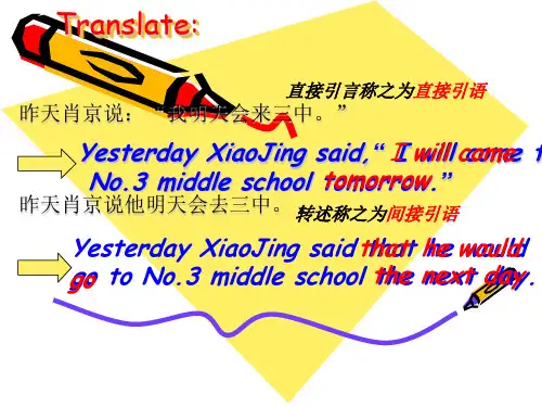 人教版高中英语必修一：Unit 1 Friendship-Grammar直接引语间接引语 课件 (共26张PPT)