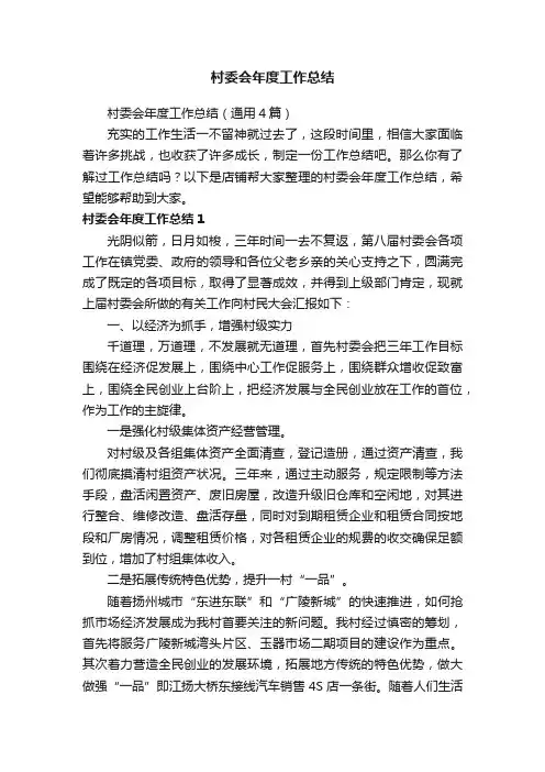 村委会年度工作总结