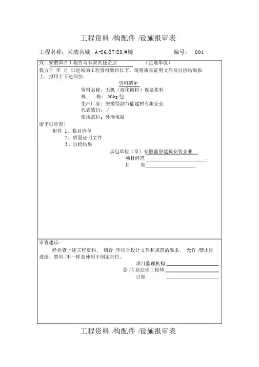 工程材料、构配件、设备报审表汇编(doc6页)
