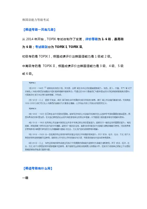 韩国语能力等级考试