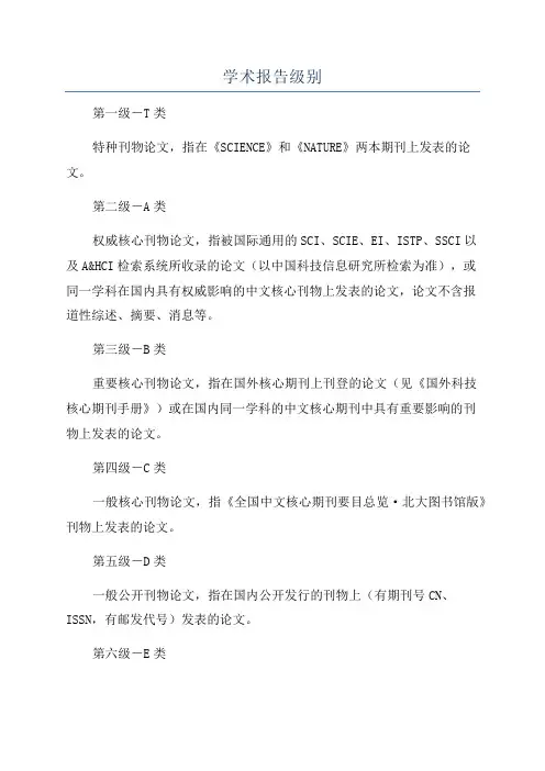 学术报告级别