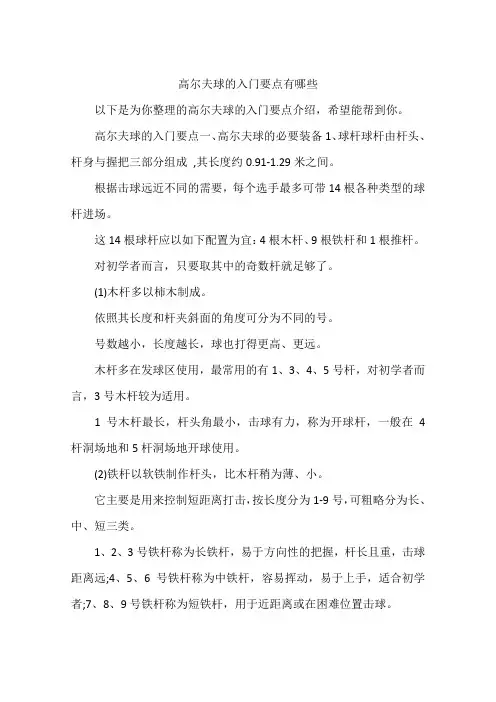 高尔夫球的入门要点有哪些