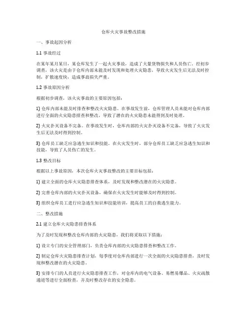 仓库火灾事故整改措施