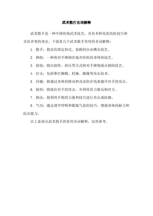 武术散打名词解释