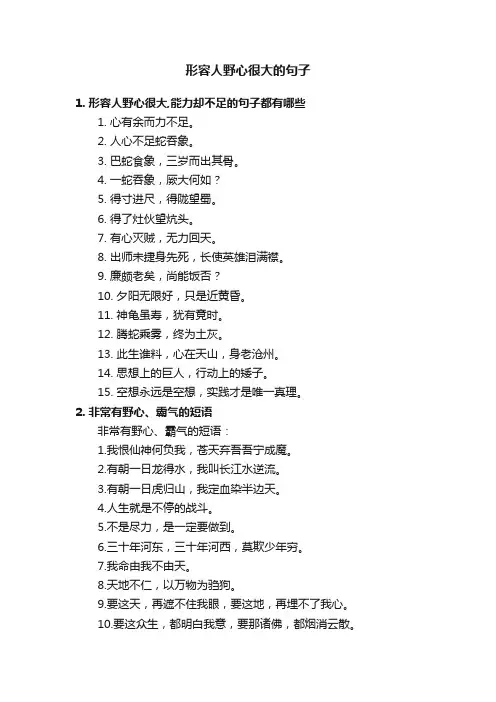 形容人野心很大的句子