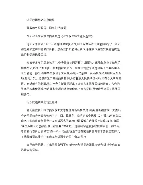 让民族团结之花永绽放