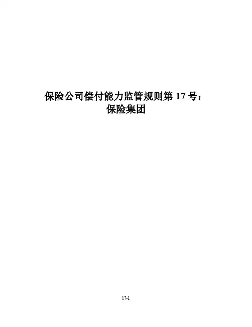 保险公司偿付能力监管规则第 保险集团