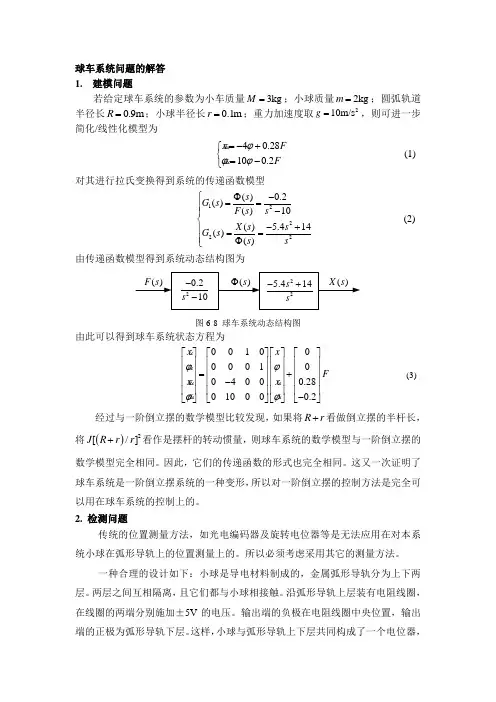 《控制系统数字仿真与CAD(第3版)》张晓华(习题解答)林乐天-球车问题解答