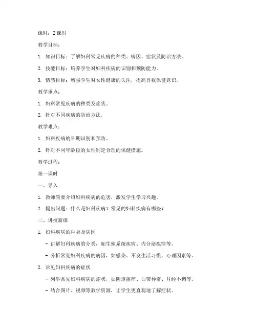 妇科讲课教案模板范文
