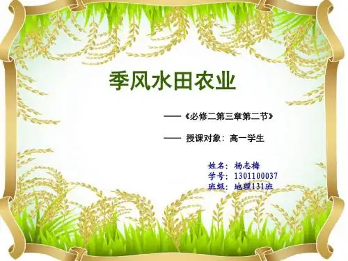 季风水田农业