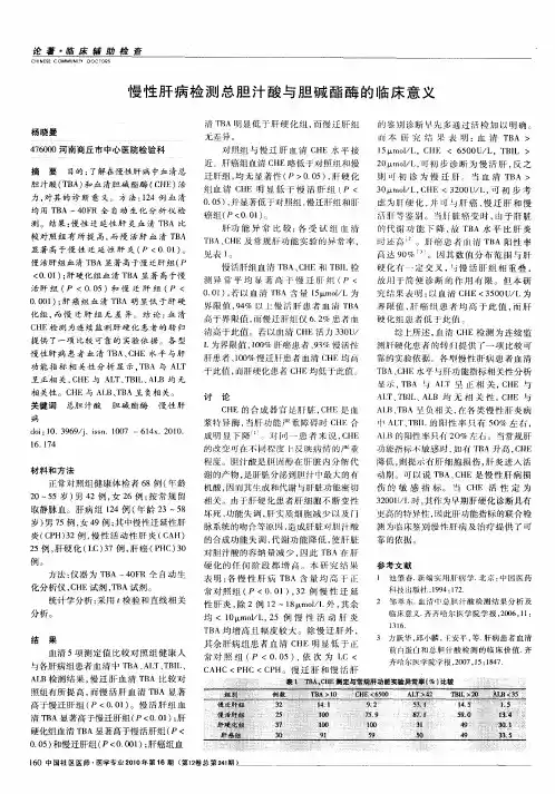 慢性肝病检测总胆汁酸与胆碱酯酶的临床意义
