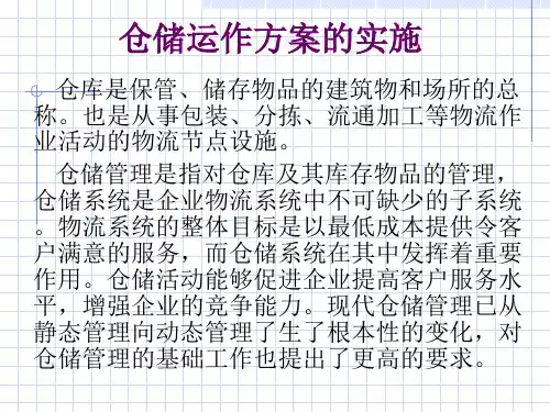 仓储方案的实施与库存管理控制