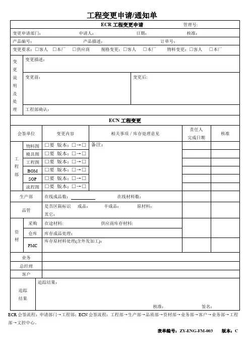 ECR样表