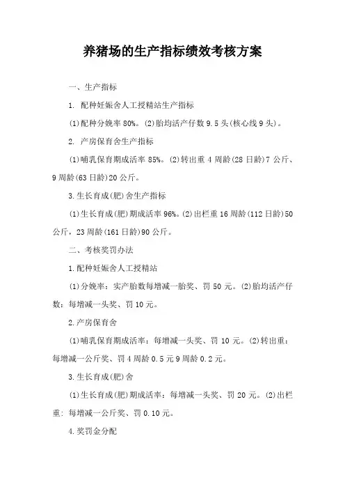 养猪场生产指标绩效考核方案