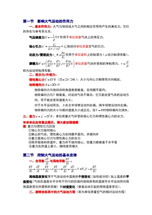 天气学原理第一章知识点