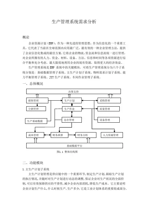(完整word版)生产管理需求分析