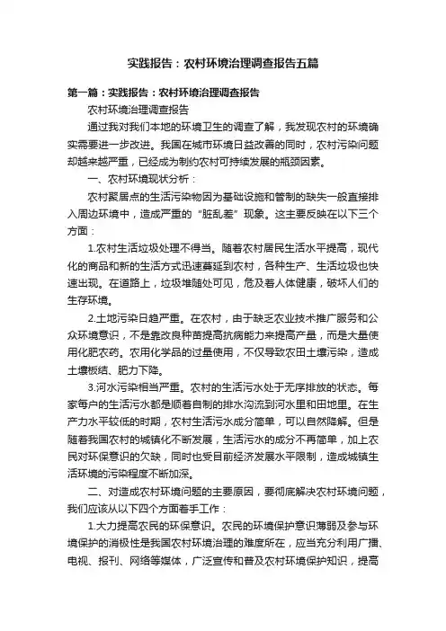 实践报告：农村环境治理调查报告五篇