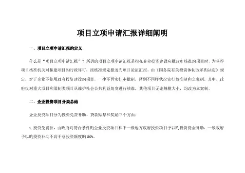 项目立项申请报告详细说明