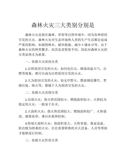 森林火灾三大类别分别是