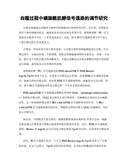 自噬过程中磷脂酰肌醇信号通路的调节研究