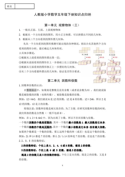 人教版五年级下册数学知识点整理