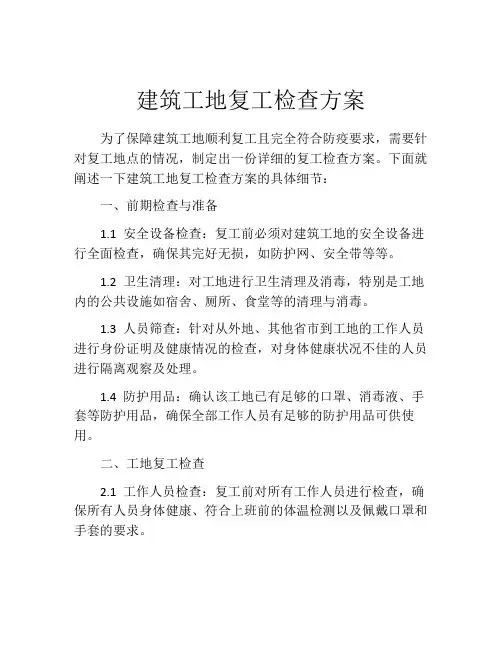 建筑工地复工检查方案