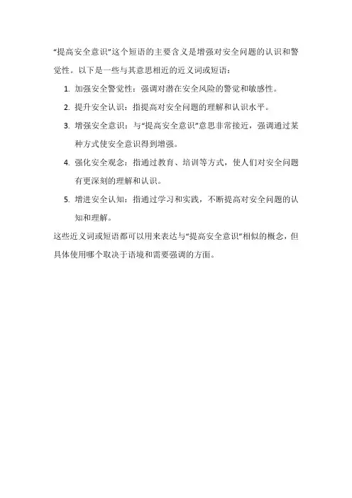 提高安全意识的近义词
